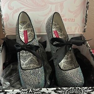 Bordello Black Rhinestone Heels